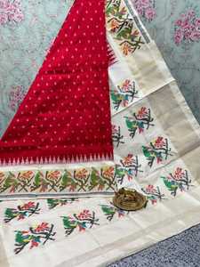 Attractive Women's Silk Saree with Unstitched Blouse Jacquard Weaving Border Indian Pakistani Fashion In-Stock Made in India - Product Image 4