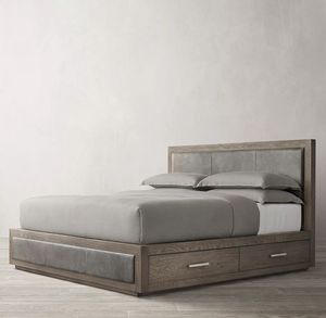 Bedroom Beauty Minimalist Drawer Design Furniture Handcrafted Wooden <b>Frame</b> <b>Platform</b> Hotel Storage <b>Beds</b> - Product Image 4