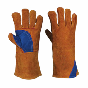 Guantes de cuero dividido de piel de vaca reforzada de larga duración Guantes de soldador de barbacoa resistentes al calor Protección DE TRABAJO personalizada - Product Image 2
