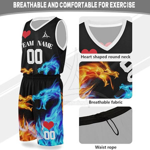 Conjuntos de uniformes de baloncesto por sublimación ligera, uniforme de baloncesto personalizable de manga corta transpirable de talla grande para hombres - Product Image 4
