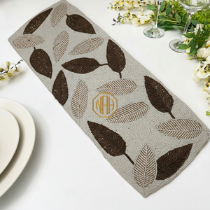 Camino de Mesa Bordado de Alta Gama de 36 Pulgadas con Cuentas de Vidrio para Decoración de Eventos de Lujo - Product Image 6