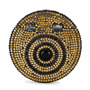 Pochette de soirée en mosaïque en métal et résine de bohème antique Vintage ronde motif géométrique sac à main de fête rentable - Product Image 1