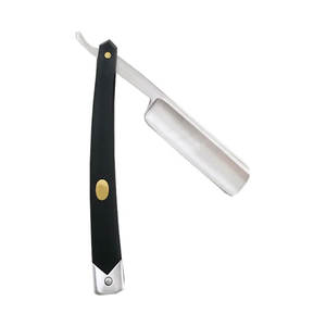Rasoir droit professionnel en acier inoxydable à bord unique avec poignée noire rasage de sécurité jetable pour soins personnels utilisation barbier - Product Image 2