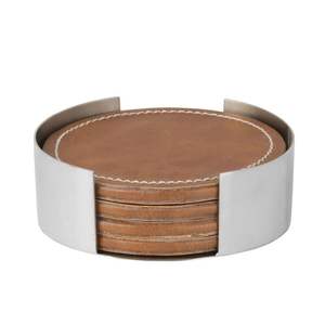 Posavasos de cuero elegantes con pátina natural y acabado liso perfecto para mesas rústicas y casas con estilo - Product Image 3