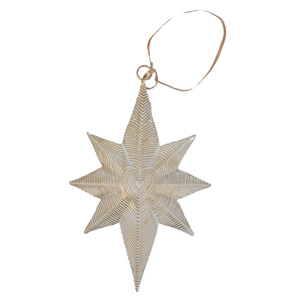Christmas Decoration White and Gold Colour <b>Large</b> Size Embossed Iron Hanging Star <b>Ornament</b> Handmade Customized - Product Image 6