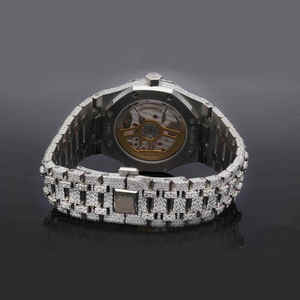Relojes de pulsera ostentosos de lujo de alta calidad para hombre totalmente diamante helado en oro plata estilo Hip Hop banda de acero inoxidable nueva India - Product Image 2