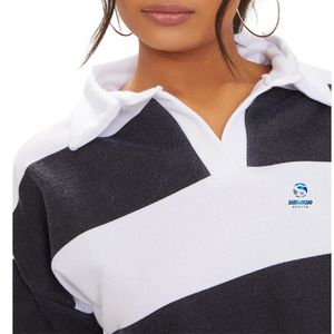 T-shirt court à manches longues et col en V pour femmes avec polos à patte cachée - Product Image 6