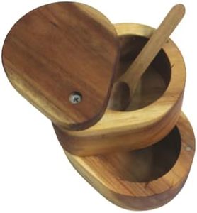 Caja de Especias de Madera de Acacia con Cuchara de Madera (Caja de Especias de Madera de Acacia de 2 Niveles con Cuchara de Madera 4.5x3.7x4.5) - Product Image 6