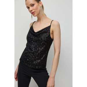 Top Corto con Cuello Tipo Capucha y Tirantes Finos con Lentejuelas - Product Image 4