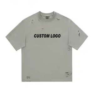 Camiseta desgastada Venta al por mayor Último diseño Camisetas de algodón Precio barato Camiseta vintage OEM personalizada - Product Image 2