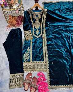 Traje Shalwar Pakistaní Hecho a Medida para Fiestas, Tela de Mezcla de Algodón, Opción de Listo para Coser, Precio Directo de Fábrica - Product Image 1