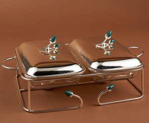 Modern Stainless Steel Eco-Friendly Double Chafing Casserole <b>Dishes</b> Party Elegant Buffet Food Warmer Home Hotel Usage - Product Image 2