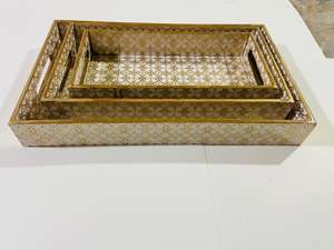 ชุดถาดไม้คุณภาพสูงพร้อมลายพิมพ์เคลือบเงาและลายฟอยล์สีทองมีสไตล์โซลูชันการให้บริการที่ทันสมัยสำหรับบ้านโรงแรมและร้านกาแฟ - Product Image 4