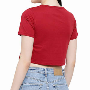Camiseta recortada informal para mujer Pro, Top corto sólido de secado rápido con cuello redondo para el verano, estilo de calle Popular para mujer - Product Image 3