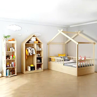 Vente en gros de meubles modernes en bois pour chambre d'enfant en forme de maison lit d'enfant cadre en bois robuste pour tout-petits fabriqué à l'école au Vietnam