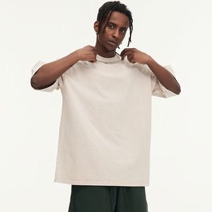 เสื้อยืดโอเวอร์ไซส์สำหรับผู้ชายเสื้อยืดผ้าฝ้าย100% ผู้ผลิตเสื้อยืดสตรีทเสื้อยืดวินเทจโลโก้เปล่าจัดส่งแบบ DP - Product Image 5