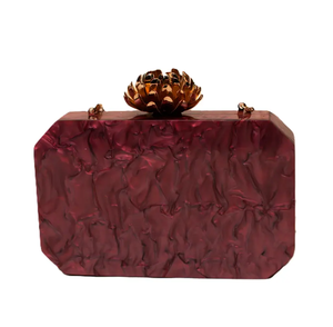 Sac à chaîne en résine et laiton Lady Clutch Sac à main léger Fait à la main Forme carrée à la mode couleur rose - Product Image 1