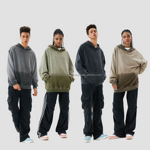 Sweats à capuche 420GSM 100% coton éponge pour hommes, sweats à capuche surdimensionnés vintage dégradés avec impression numérique pour l'hiver - Product Image 2