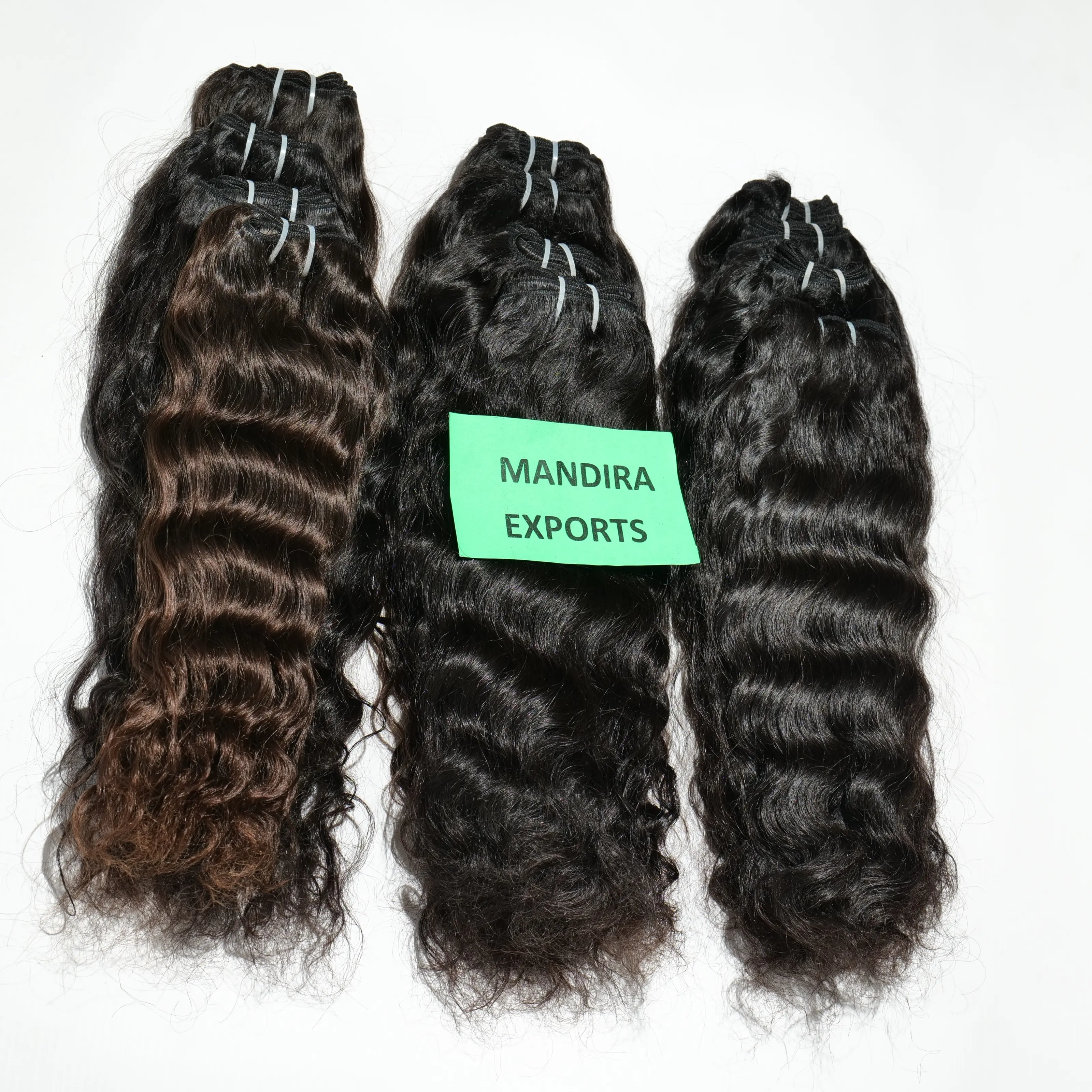 Extensiones de cabello humano indio, mechones naturales rectos de color negro, proveedor virgen Remy 100%