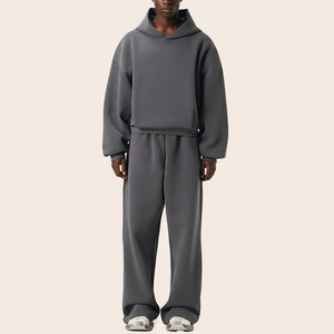 Fabricant OEM, vente en gros, streetwear unisexe de poids moyen, ensemble 2 pièces, impression de logo personnalisée, 100% coton, impression par transfert thermique - Product Image 4