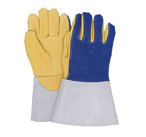 Guantes de soldadura de cuero de vaca divididos TIG, protección de seguridad industrial, Palma reforzada resistente al calor - Product Image 1