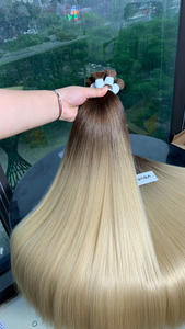 Extensions de cheveux haut de gamme Ombre chaude Super Double dessiné Blonde 60 65 cm droite en vrac brut humain vietnamien - Product Image 5