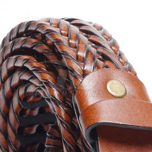 Genuine Leather Braided <b>Belt</b> Men Premium Italian Style Woven Cowhide Copper Lightweight Durable Casual <b>Dress</b> <b>Belt</b> Customizable - Product Image 2