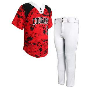 Uniformes de baseball personnalisés Sibrin sublimés, 100% polyester, respirants, antibactériens, évacuant l'humidité, séchage rapide, maillots à col en V - Product Image 1