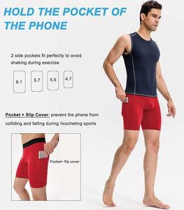 Pantalones Cortos de Compresión Personalizados para Hombre, Ropa de Gimnasio y Yoga, Tela Spandex, Anti-Exposición, Ajustados, Cintura Elástica, Color Sólido, Alta Calidad - Product Image 3