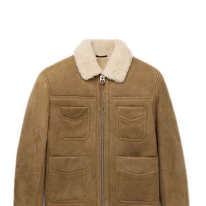 Classic Anti-Wind Breathable Leather <b>Trucker</b> <b>Jacket</b> Sustainable Canvas Winter Casual Coat - Product Image 5