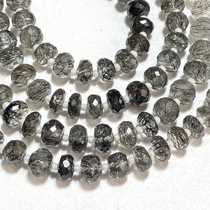 Cuentas de briolette con forma de rondelle facetadas de rutilo negro, cuentas de rutilo natural, suministros de abalorios al por mayor para hacer joyas - Product Image 3