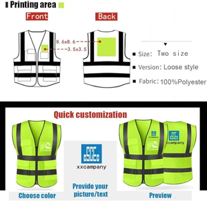 Gilet de travail haute visibilité respirant personnalisé avec logo pour l'été, grande taille, uniforme de sécurité en maille pour hommes, femmes et bénévoles - Product Image 6