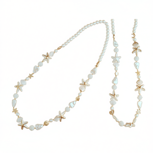 Gold Plated <b>Beach</b> Style <b>Necklace</b> with Pearl Charms for Resale - Product Image 2