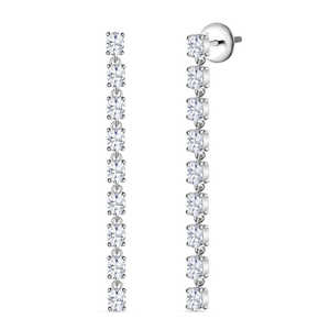 Elegantes pendientes de gota de oro de 14K/18K con aspecto de diamante, Pendientes colgantes chapados en oro blanco para mujer para bodas y fiestas - Product Image 1