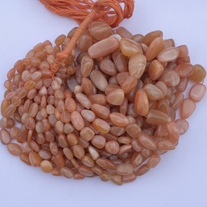 Perles de pierres semi-précieuses en pierre de lune de pêche naturelle lisse de 10 mm 16 mm, pépites, brin, fabrication de bijoux, qualité AAA - Product Image 3