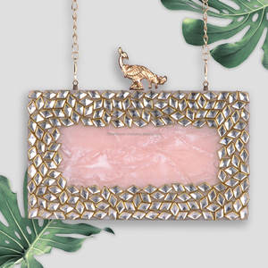 Bolso de mano de cuero hecho a mano de lujo para mujer, diseñador de resina, boda, fiesta nupcial, usos, ofertas, bolso de mano de resina para mujer - Product Image 2