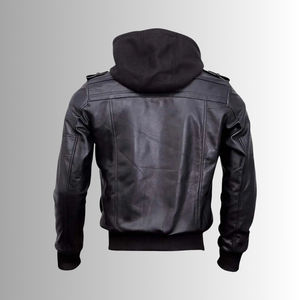 Veste bomber moto en cuir et toile décontractée pour homme, automne-hiver, longue fermeture éclair, unie, non tissée, imperméable, respirante, OEM - Product Image 5