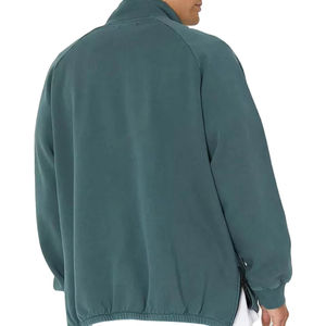 <b>Men's</b> 100% Cotton Half Zip <b>Fleece</b> Pullover Sweatshirt Printed Polos <b>Shirts</b> with Long Sleeves Cropped Style - Product Image 3