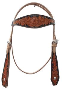 Western Horse Headstall Premium Bride en cuir de vachette usiné à la main avec motif floral Équipement d'équitation durable Exportation indienne - Product Image 2