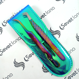 Vente chaude Professionnel Brillant En Acier Inoxydable Cils Pince À Épiler Ensemble Logo Personnalisé Pochette Meilleur Extension De Cils Pince À Épiler Cas - Product Image 4