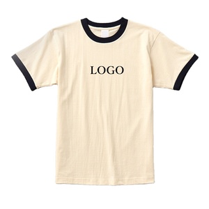 T-shirt à col rond en coton brodé sur mesure pour hommes, manches courtes à motif solide avec col contrasté, t-shirt de sport 100% coton - Product Image 5