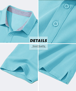 Chemises polo pour hommes en coton polyester en gros, manches courtes, piqué, 3 boutons, coupe classique, t-shirt décontracté, chemises de golf performantes - Product Image 2