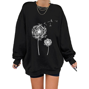 เสื้อสเวตเตอร์มีฮู้ดโอเวอร์ไซส์ของผู้หญิงผ้าคอตตอน100% ดีไซน์ใหม่มีกระเป๋า - Product Image 2