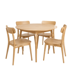 ARTERRA Premium Teak Wood <b>Round</b> <b>Dining</b> <b>Table</b> <b>Set</b> Modern Minimalist <b>Dining</b> <b>Table</b> with Chairs <b>for</b> Home Cafe - Product Image 2