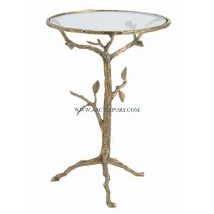 Table d'appoint en aluminium Tree Design Meilleure vente Maison et café Table d'appoint intérieure décorative Table ronde en verre de la plus grande qualité - Product Image 1