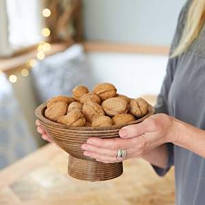 Bol de service pour la maison, cuisine, fruits, salades, chips, trempette/polyvalent/fait à la main/bois de manguier sculpté/petit bol surélevé/lot de 1 - Product Image 5