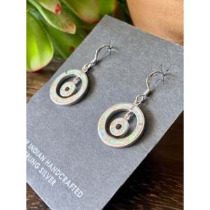 Handmade <b>Beautiful</b> Southwest White Opal & Sterling Silver Dangle <b>Earrings</b> Geometric Butterfly Drop Design for Party Occasions - Product Image 3