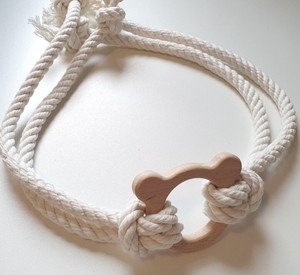 Attache de rideau en forme de tête d'ours, corde en coton et décoration en bois - Product Image 4