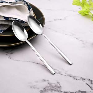 Sleekline <b>Set</b> of 2 Stainless Steel Salad Shell <b>Tea</b> & Honey Spoons with Long Wooden Handle for Parties and Desserts - Product Image 5