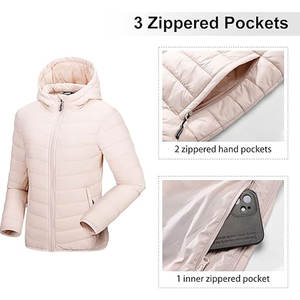 <b>Womens</b> Packable <b>Lightweight</b> Full Zip Puffer <b>Jacket</b> Hood Quilted Winter Coat Cold Weather Water Resistant Windproof Outerwear - Product Image 3